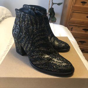 Zadig & Voltaire Black/Gold Glitter Booties 7.5/38
